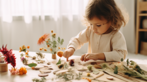 Toddler Creating Nature Crafts